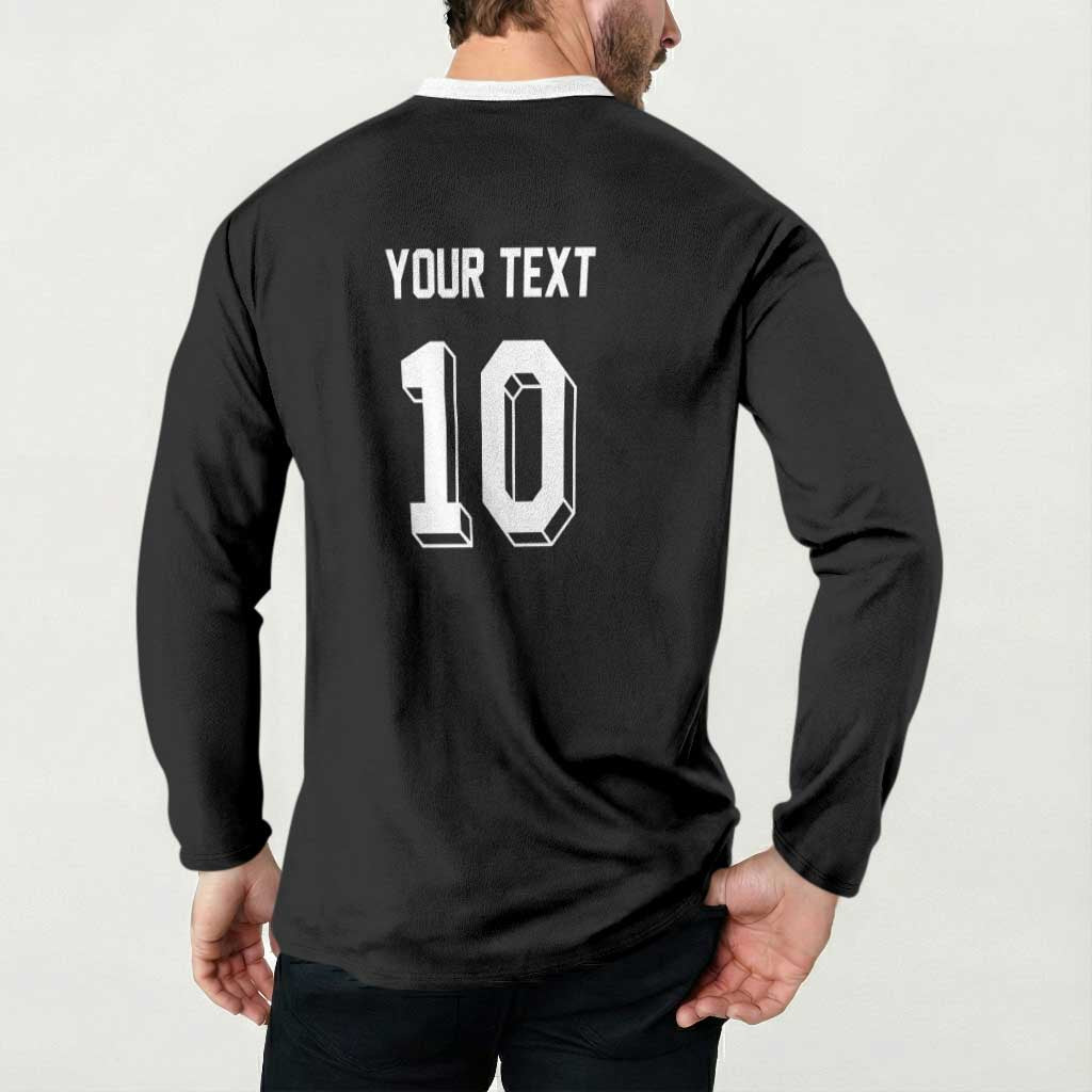 Custom Aotearoa Rugby Button Sweatshirt Fern Blacks-Traditional Maori Motifs Design