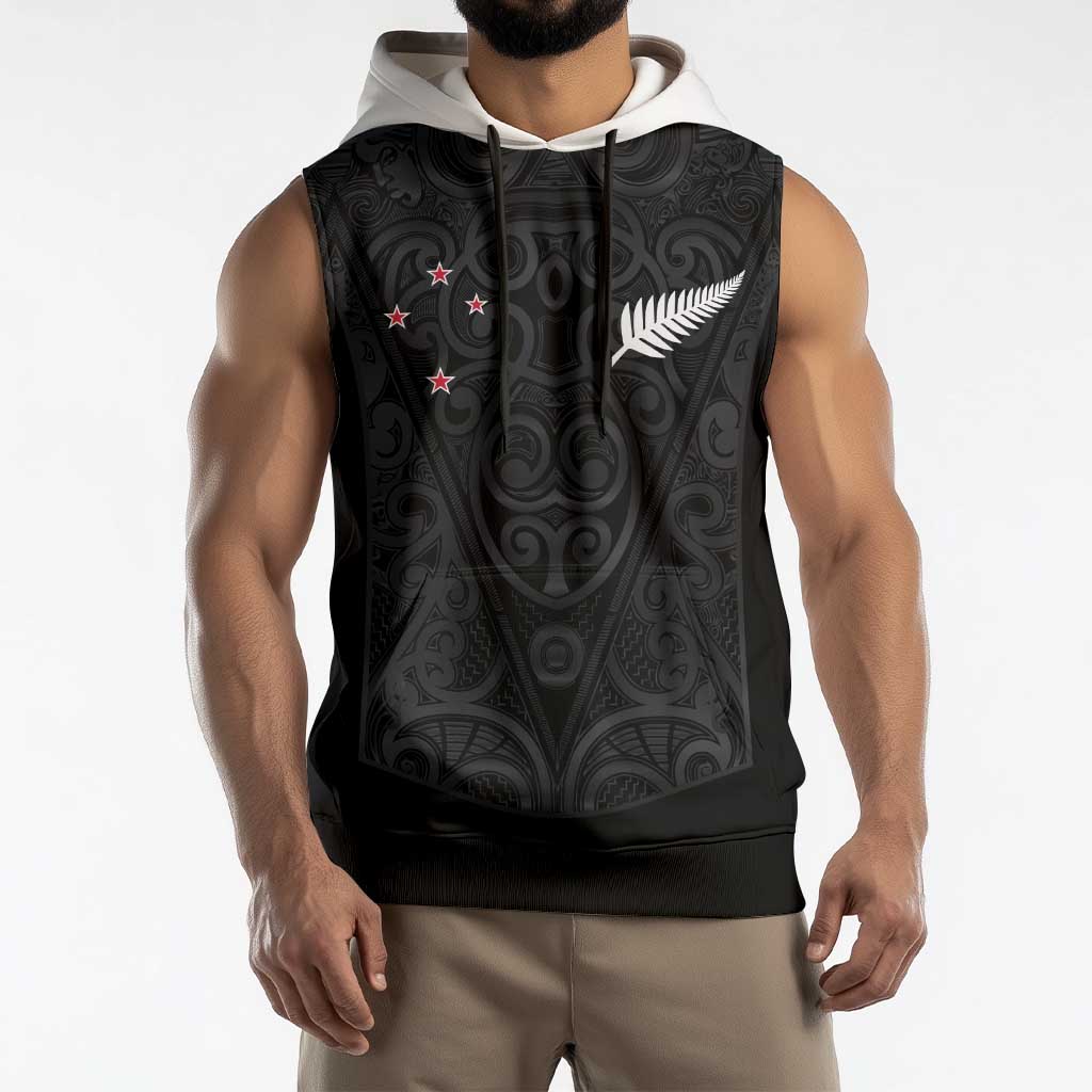 Custom Aotearoa Rugby Sleeveless Hoodie Fern Blacks-Traditional Maori Motifs Design LT03 - Polynesian Pride