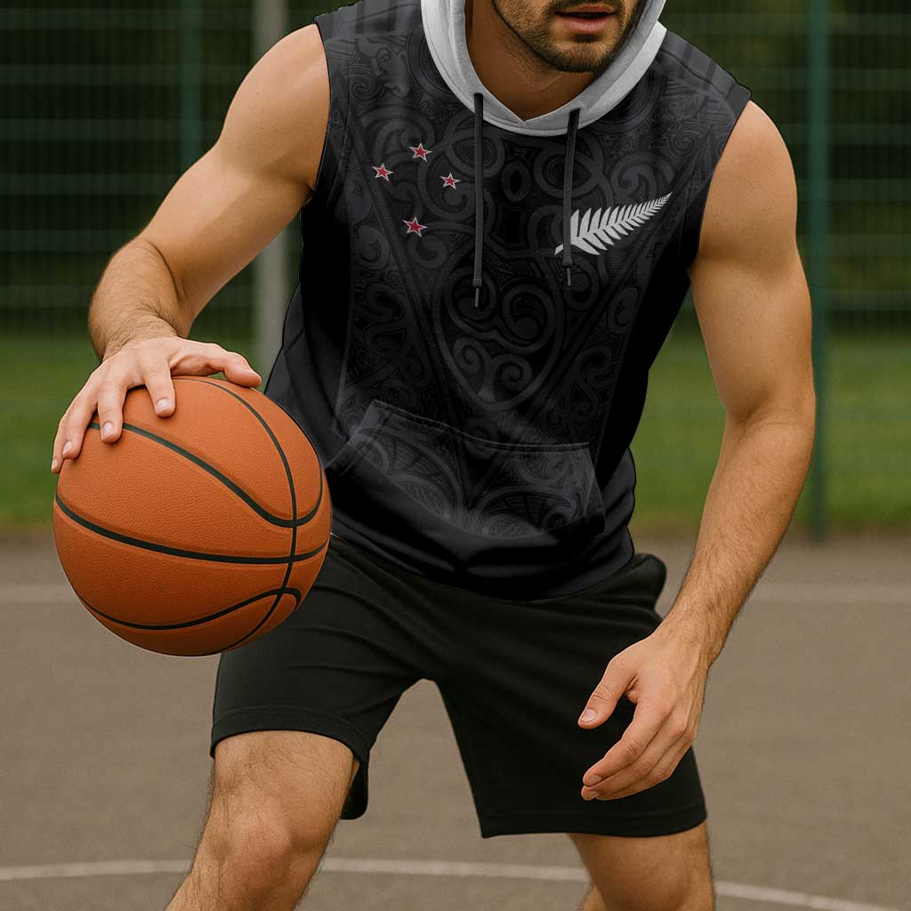 Custom Aotearoa Rugby Sleeveless Hoodie Fern Blacks-Traditional Maori Motifs Design LT03 - Polynesian Pride