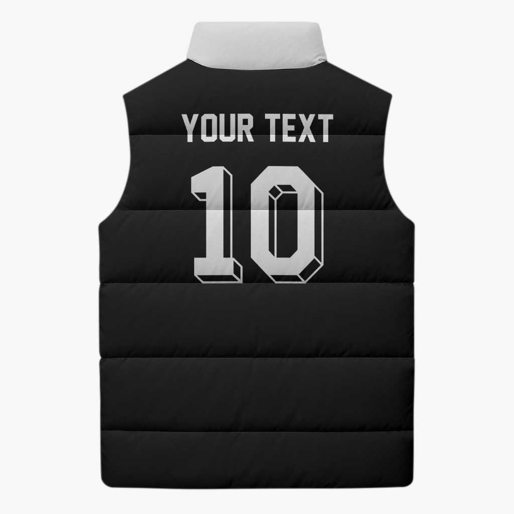 Custom Aotearoa Rugby Sleeveless Puffer Jacket Fern Blacks-Traditional Maori Motifs Design