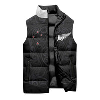 Custom Aotearoa Rugby Sleeveless Puffer Jacket Fern Blacks-Traditional Maori Motifs Design