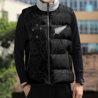 Custom Aotearoa Rugby Sleeveless Puffer Jacket Fern Blacks-Traditional Maori Motifs Design