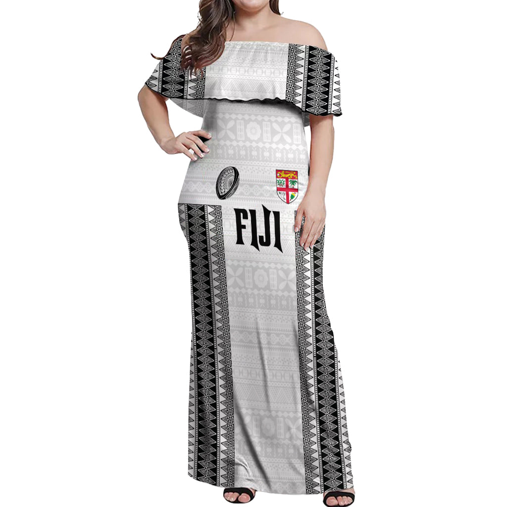 Fiji Rugby Warriors Off Shoulder Maxi Dress Masi Tribal Pattern Go Champion 2024