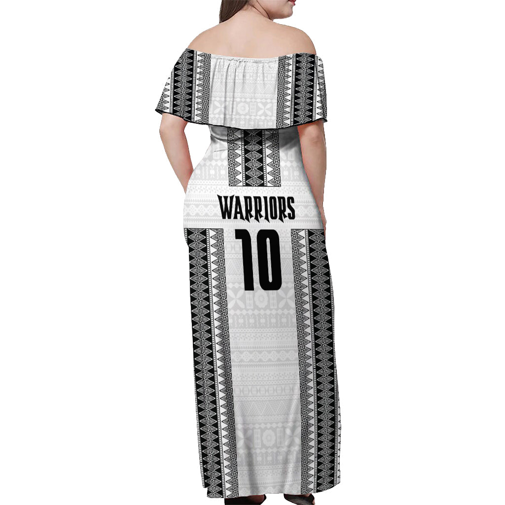 Fiji Rugby Warriors Off Shoulder Maxi Dress Masi Tribal Pattern Go Champion 2024