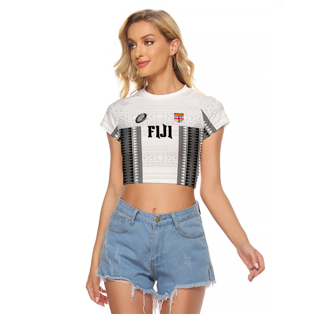 Fiji Rugby Warriors Raglan Cropped T Shirt Masi Tribal Pattern Go Champion 2024