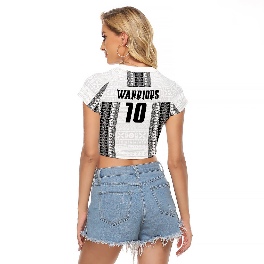Fiji Rugby Warriors Raglan Cropped T Shirt Masi Tribal Pattern Go Champion 2024