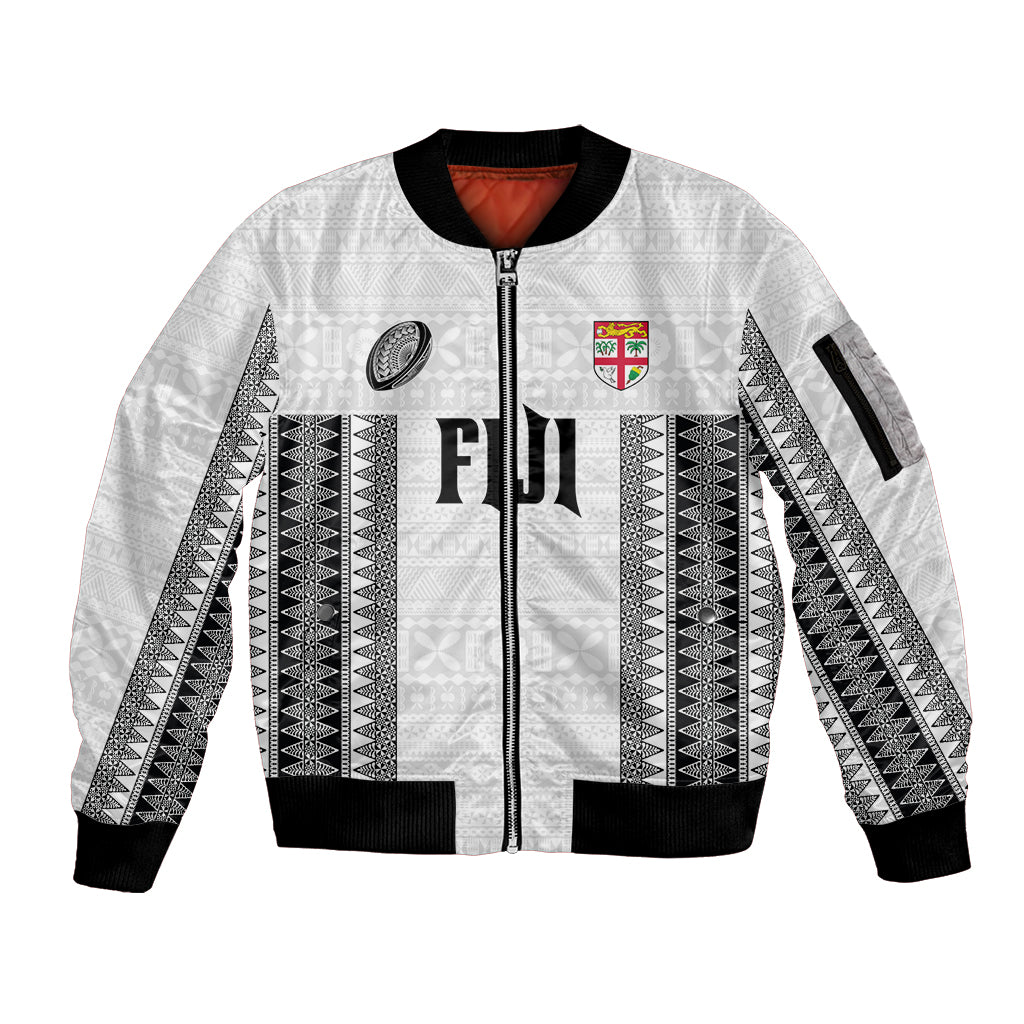 Fiji Rugby Warriors Sleeve Zip Bomber Jacket Masi Tribal Pattern Go Champion 2024