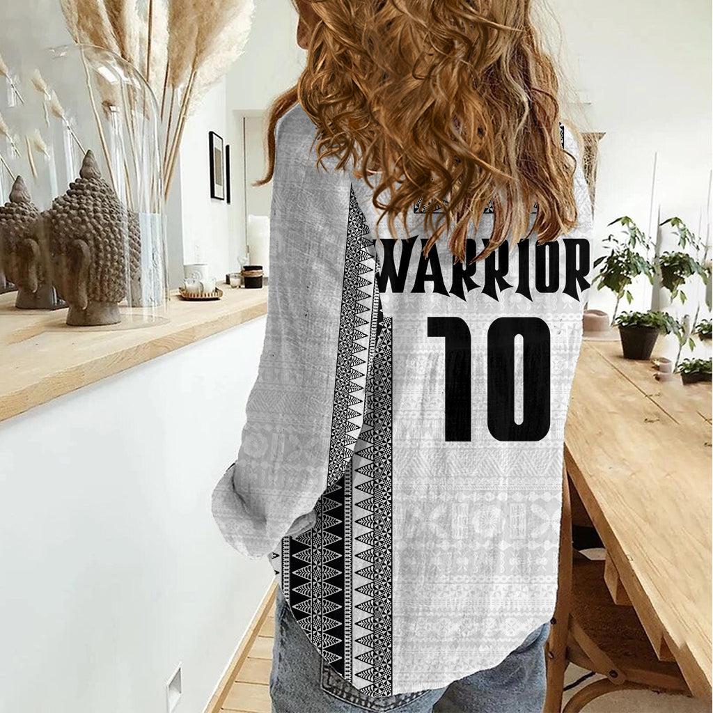 Fiji Rugby Warriors Women Casual Shirt Masi Tribal Pattern Go Champion 2024