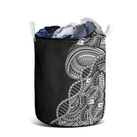 Samoan DNA Art Tattoo Laundry Basket Polynesian Pattern Black Color