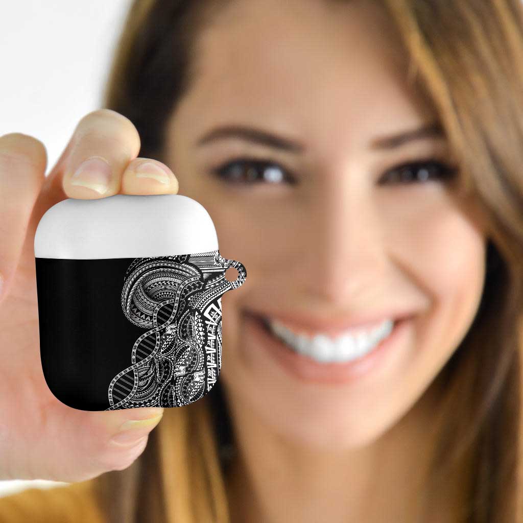 Samoan DNA Art Tattoo AirPods Case Polynesian Pattern Black Color