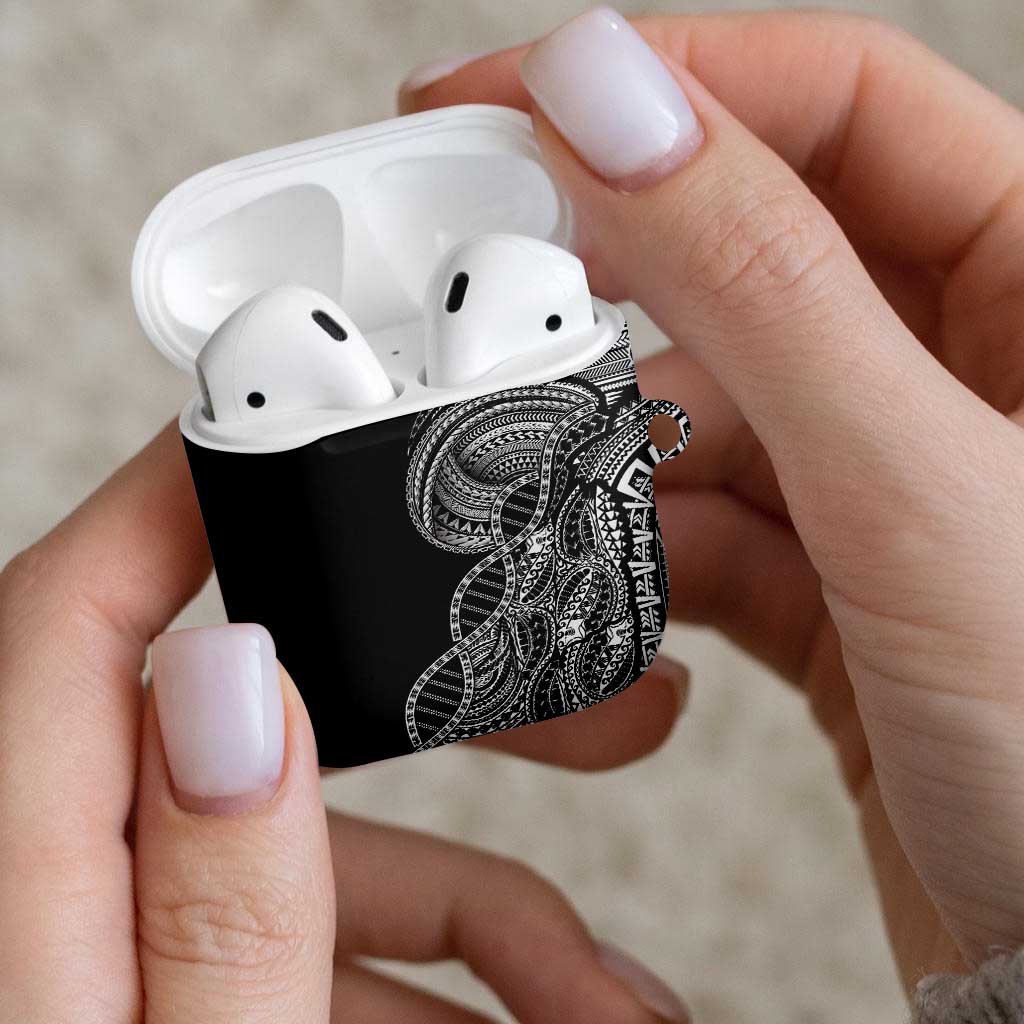 Samoan DNA Art Tattoo AirPods Case Polynesian Pattern Black Color