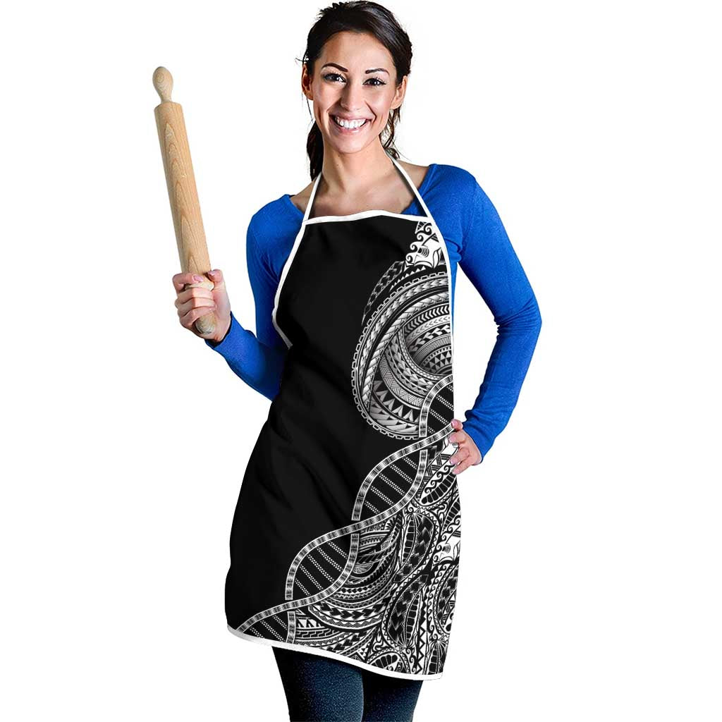 Samoan DNA Art Tattoo Apron Polynesian Pattern Black Color