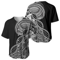 Samoan DNA Art Tattoo Baseball Jersey Polynesian Pattern Black Color