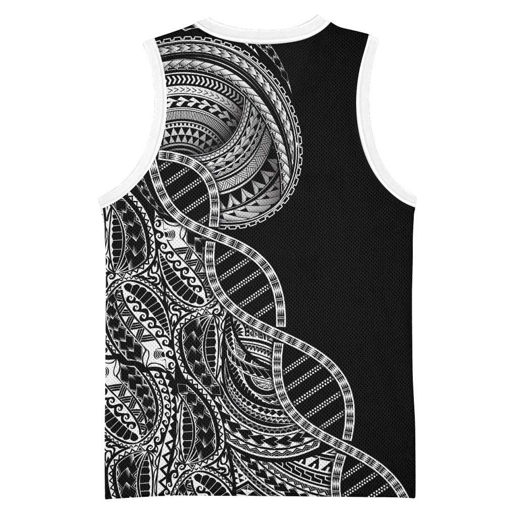Samoan DNA Art Tattoo Basketball Jersey Polynesian Pattern Black Color