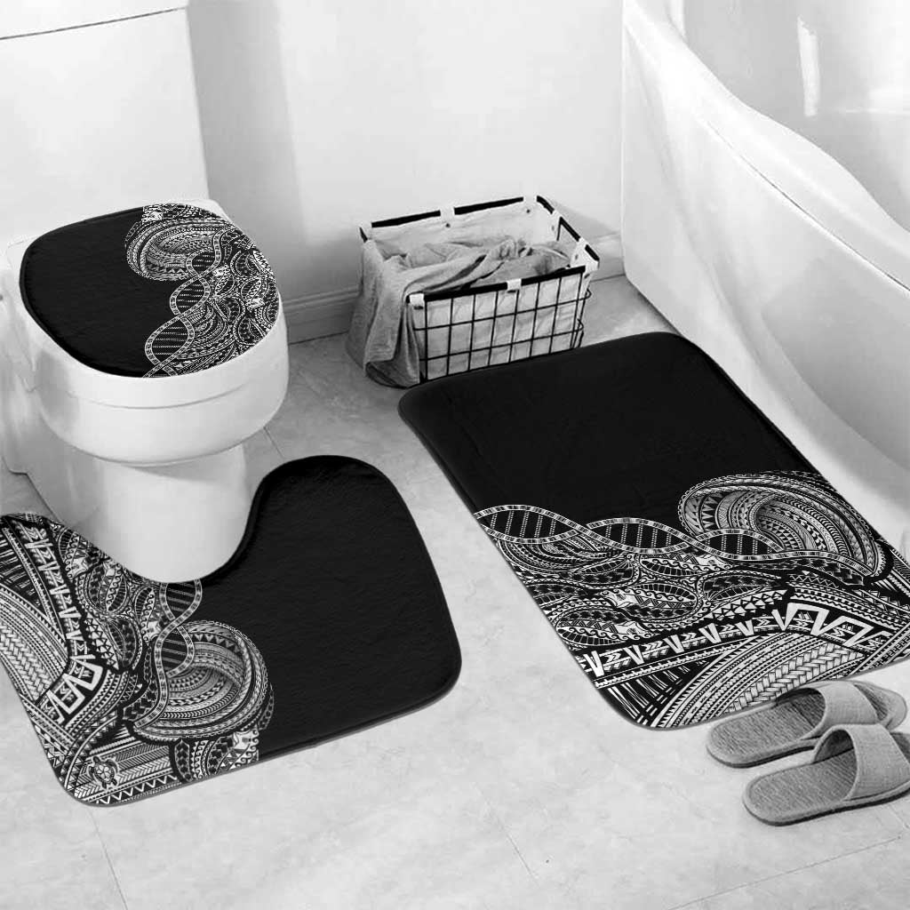 Samoan DNA Art Tattoo Bathroom Set Polynesian Pattern Black Color