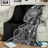 Samoan DNA Art Tattoo Blanket Polynesian Pattern Black Color