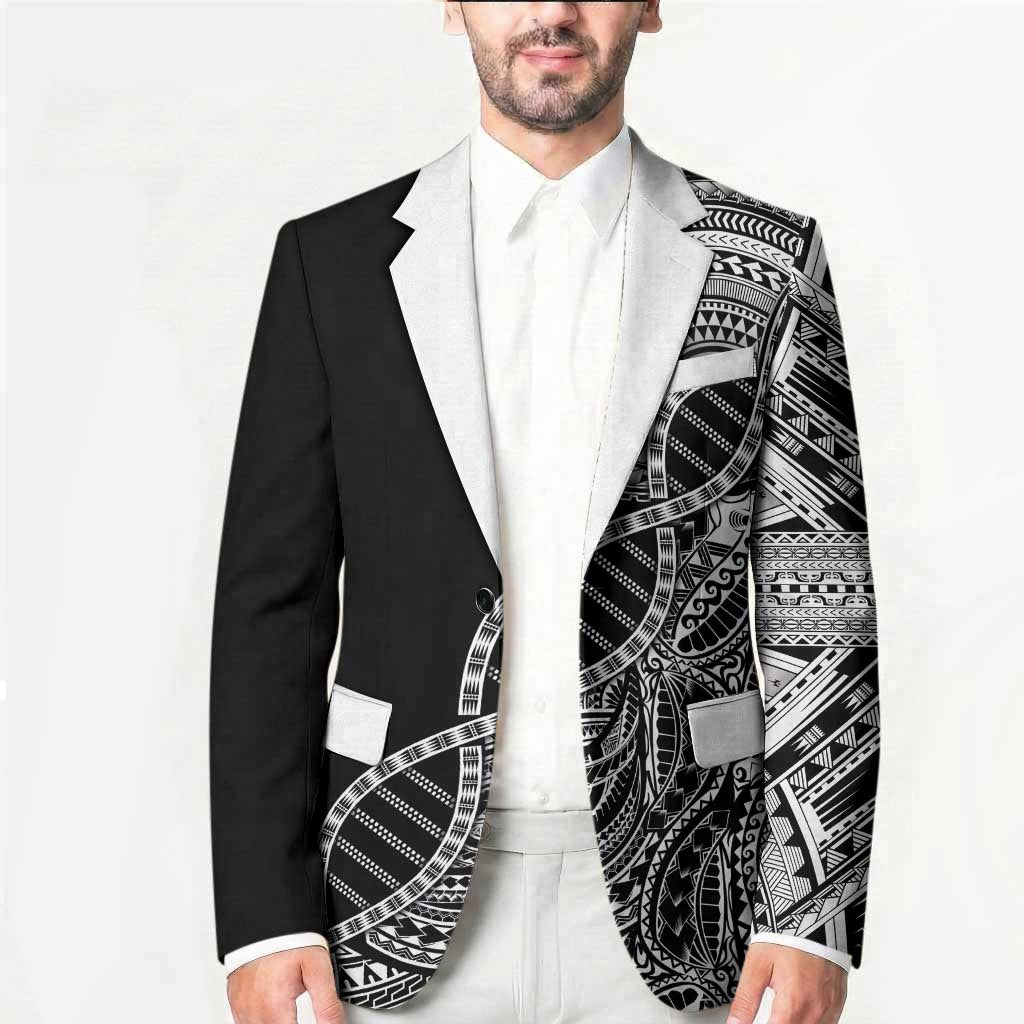 Samoan DNA Art Tattoo Blazer Polynesian Pattern Black Color