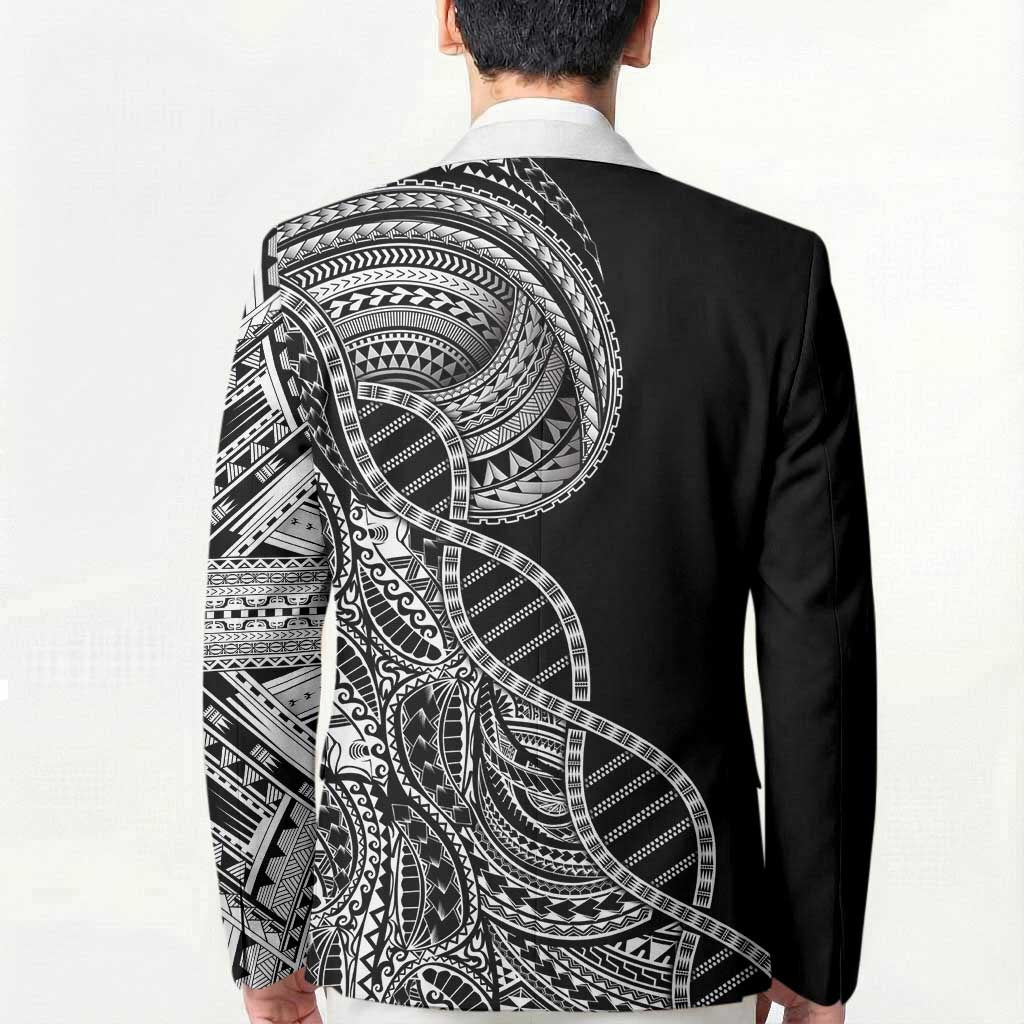 Samoan DNA Art Tattoo Blazer Polynesian Pattern Black Color
