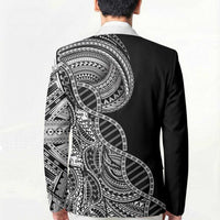 Samoan DNA Art Tattoo Blazer Polynesian Pattern Black Color