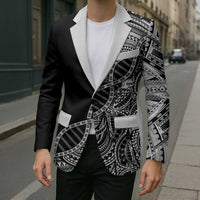 Samoan DNA Art Tattoo Blazer Polynesian Pattern Black Color