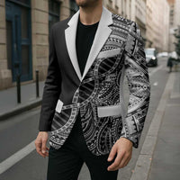 Samoan DNA Art Tattoo Blazer Polynesian Pattern Black Color