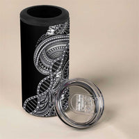 Samoan DNA Art Tattoo 4 in 1 Can Cooler Tumbler Polynesian Pattern Black Color