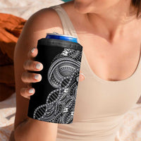 Samoan DNA Art Tattoo 4 in 1 Can Cooler Tumbler Polynesian Pattern Black Color