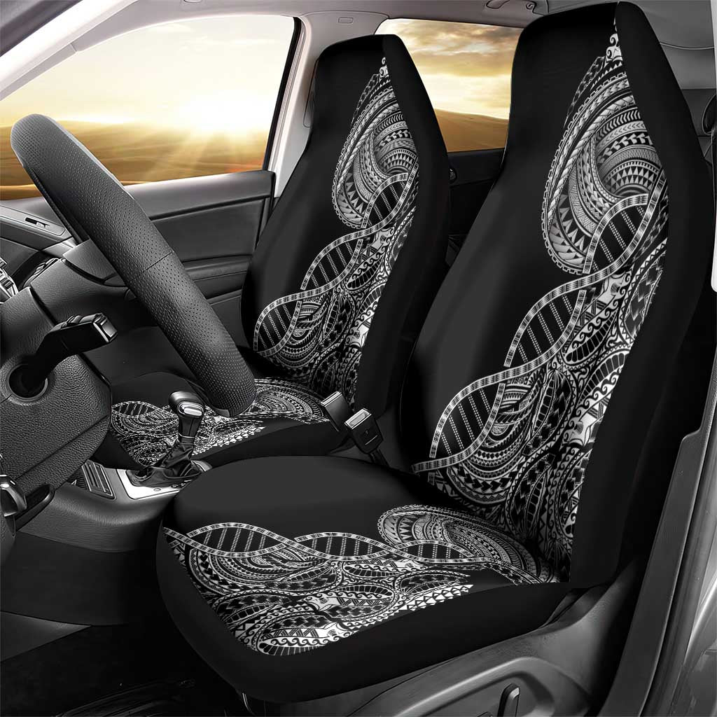 Samoan DNA Art Tattoo Car Seat Cover Polynesian Pattern Black Color