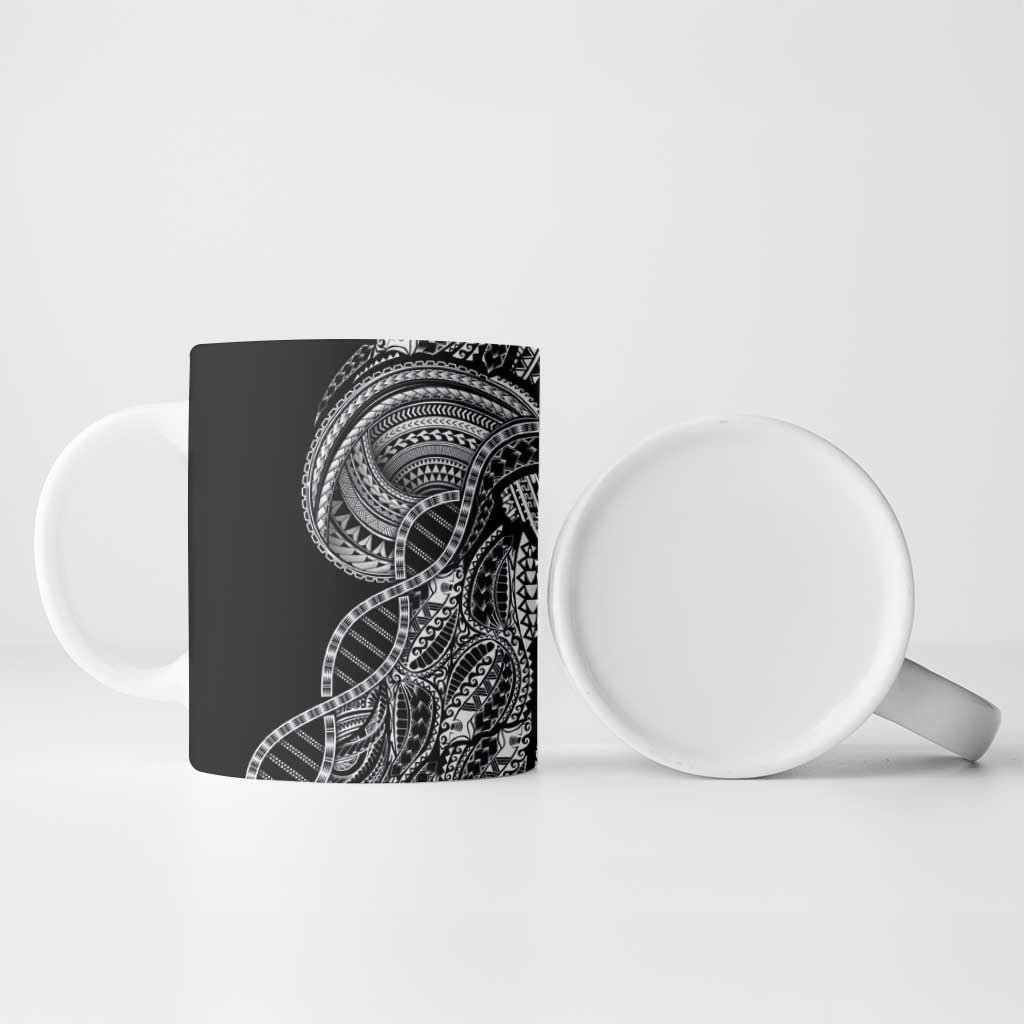 Samoan DNA Art Tattoo Ceramic Mug Polynesian Pattern Black Color