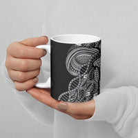 Samoan DNA Art Tattoo Ceramic Mug Polynesian Pattern Black Color