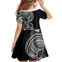 Samoan DNA Art Tattoo Family Matching Off Shoulder Maxi Dress and Hawaiian Shirt Polynesian Pattern Black Color