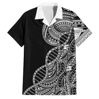 Samoan DNA Art Tattoo Family Matching Off Shoulder Maxi Dress and Hawaiian Shirt Polynesian Pattern Black Color