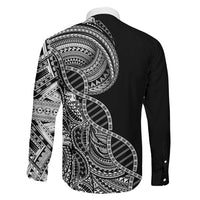 Samoan DNA Art Tattoo Family Matching Summer Maxi Dress and Hawaiian Shirt Polynesian Pattern Black Color