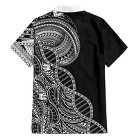 Samoan DNA Art Tattoo Family Matching Tank Maxi Dress and Hawaiian Shirt Polynesian Pattern Black Color
