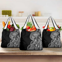 Samoan DNA Art Tattoo Grocery Bag Polynesian Pattern Black Color