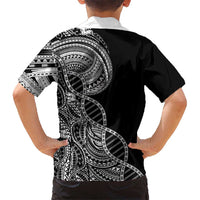 Samoan DNA Art Tattoo Kid Hawaiian Shirt Polynesian Pattern Black Color