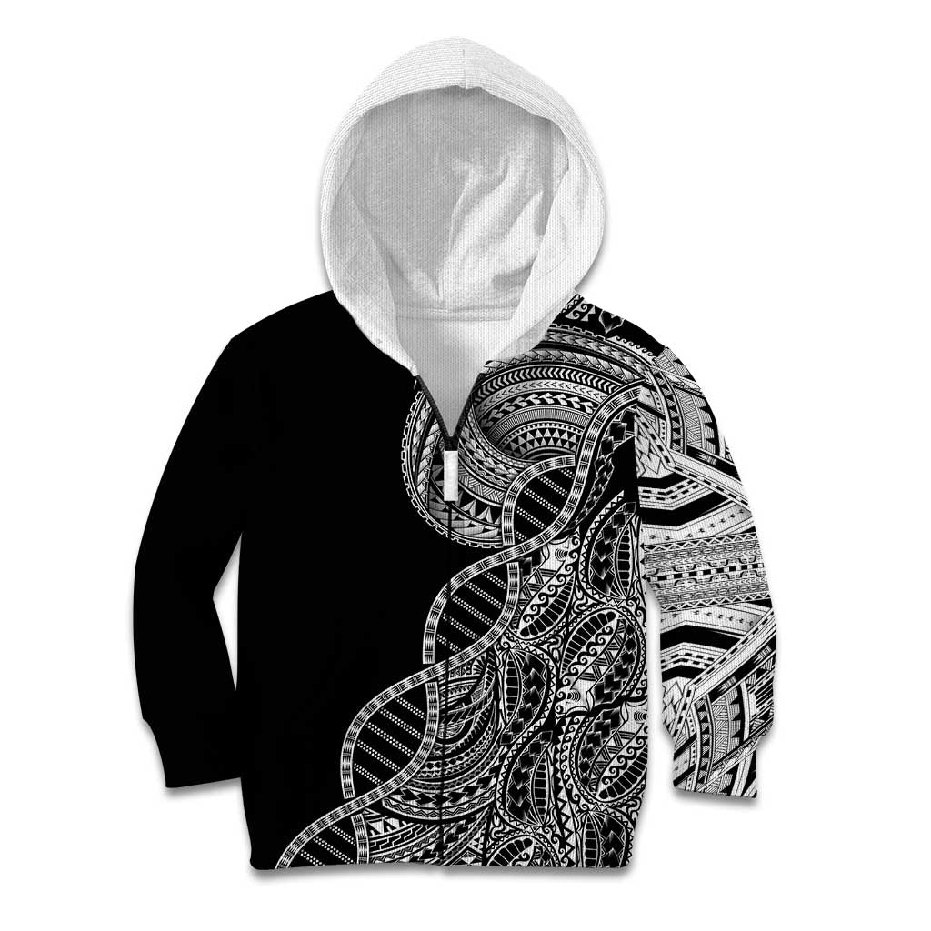 Samoan DNA Art Tattoo Kid Hoodie Polynesian Pattern Black Color