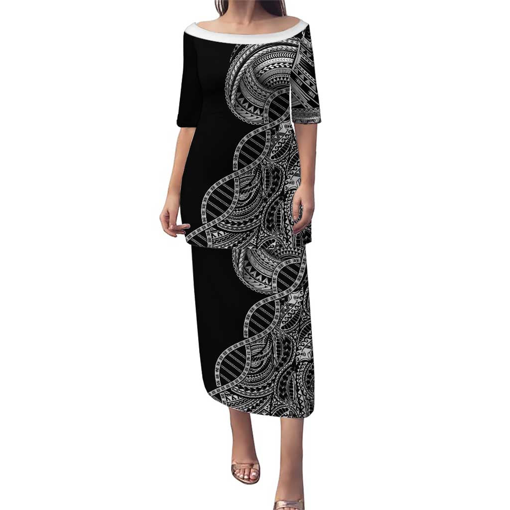 Samoan DNA Art Tattoo Puletasi Polynesian Pattern Black Color