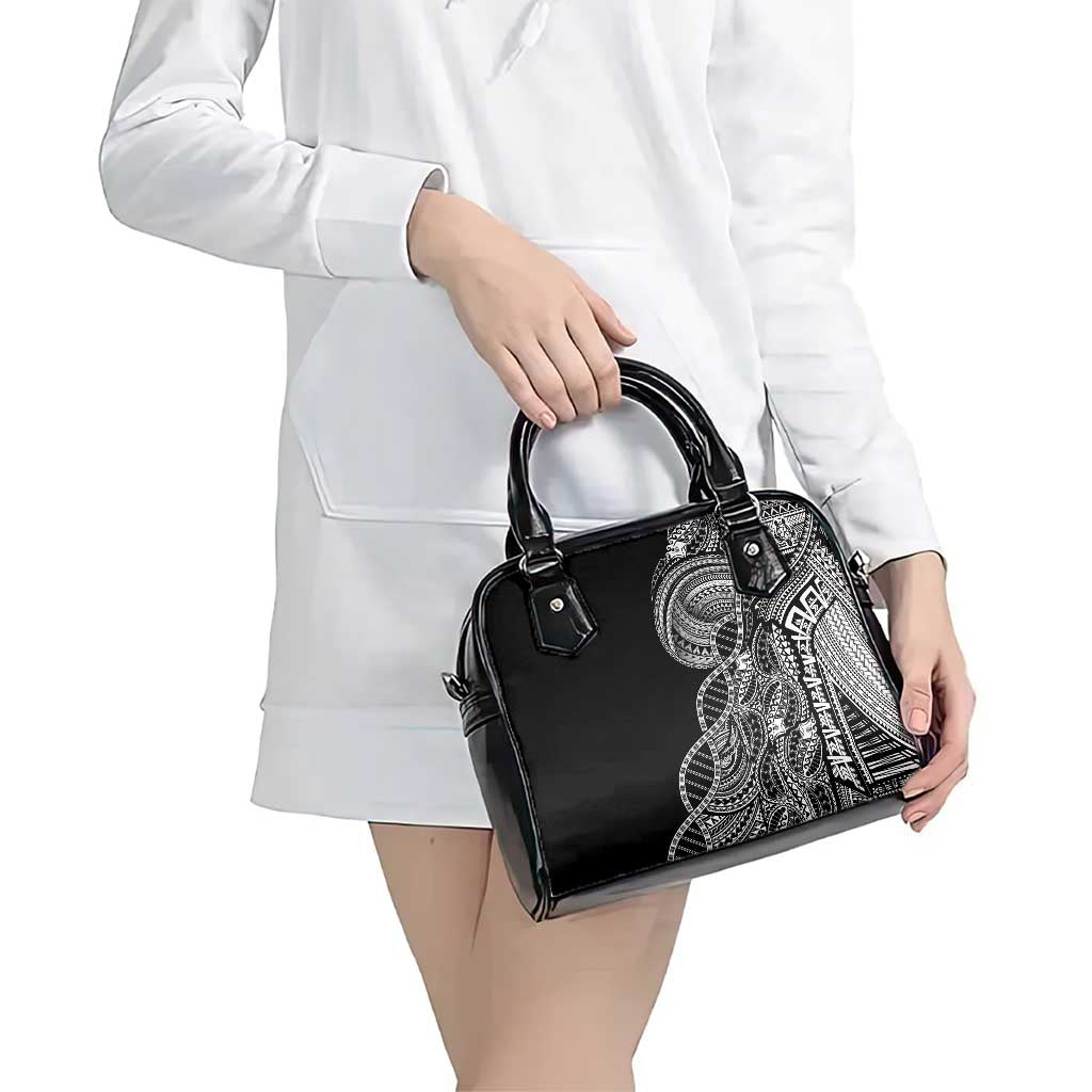 Samoan DNA Art Tattoo Shoulder Handbag Polynesian Pattern Black Color