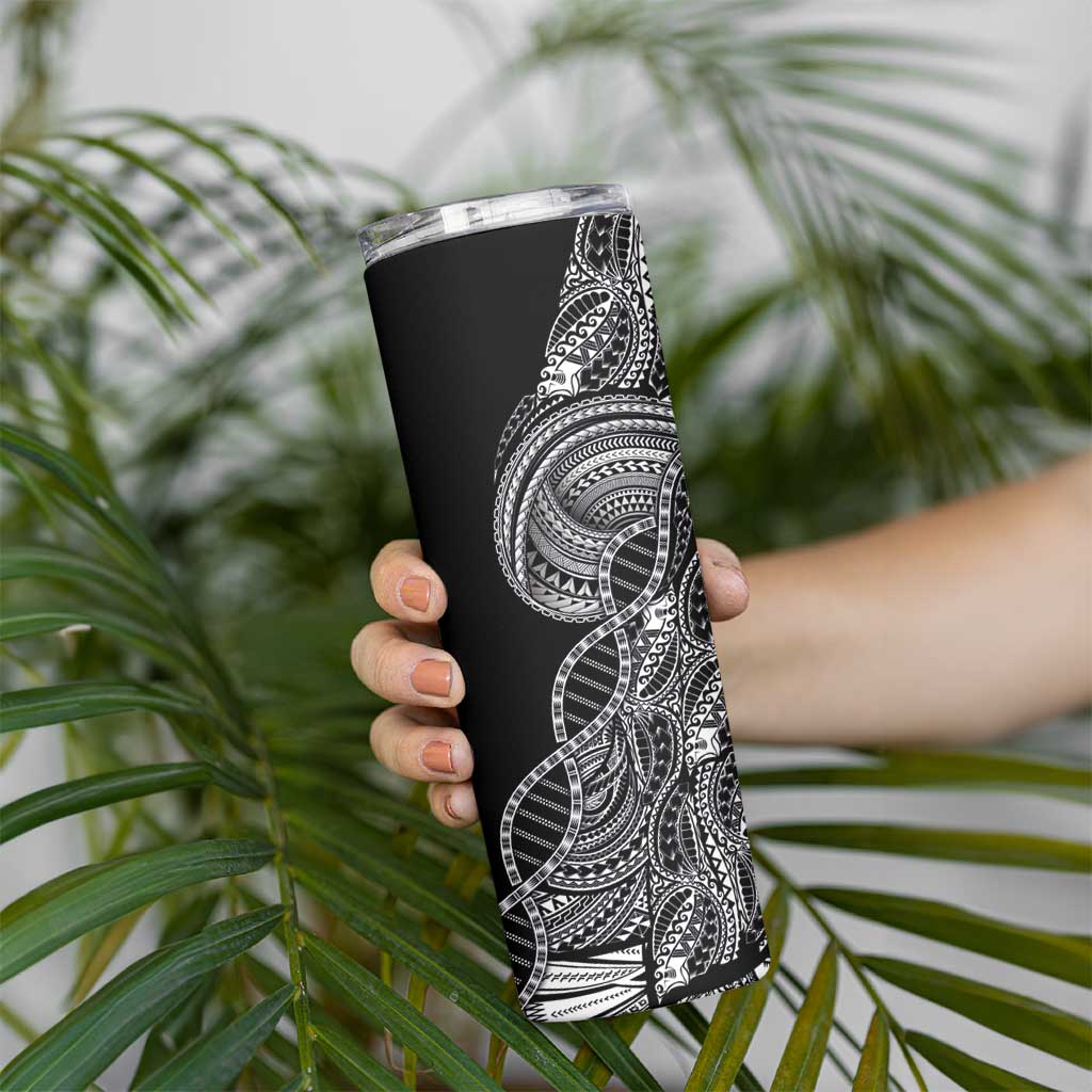 Samoan DNA Art Tattoo Skinny Tumbler Polynesian Pattern Black Color