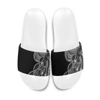 Samoan DNA Art Tattoo Slide Sandals Polynesian Pattern Black Color
