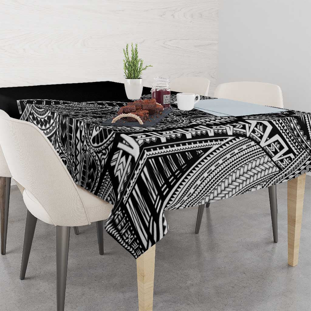 Samoan DNA Art Tattoo Tablecloth Polynesian Pattern Black Color