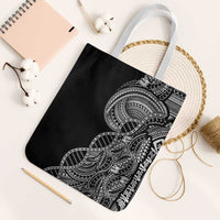 Samoan DNA Art Tattoo Tote Bag Polynesian Pattern Black Color