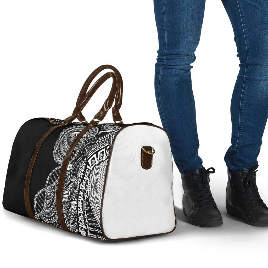 Samoan DNA Art Tattoo Travel Bag Polynesian Pattern Black Color