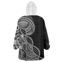 Samoan DNA Art Tattoo Wearable Blanket Hoodie Polynesian Pattern Black Color LT03 - Polynesian Pride