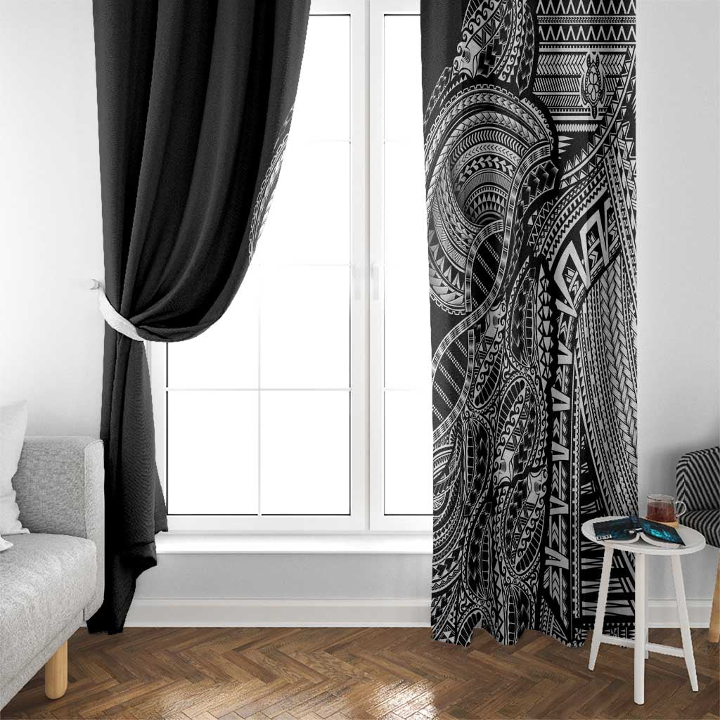 Samoan DNA Art Tattoo Window Curtain Polynesian Pattern Black Color