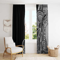Samoan DNA Art Tattoo Window Curtain Polynesian Pattern Black Color