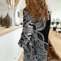 Samoan DNA Art Tattoo Women Casual Shirt Polynesian Pattern Black Color LT03 - Polynesian Pride