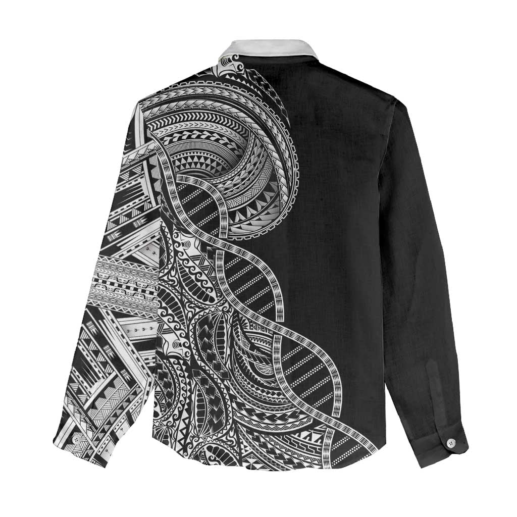 Samoan DNA Art Tattoo Women Casual Shirt Polynesian Pattern Black Color LT03 - Polynesian Pride