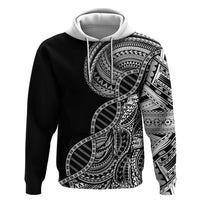 Samoan DNA Art Tattoo Zip Hoodie Polynesian Pattern Black Color